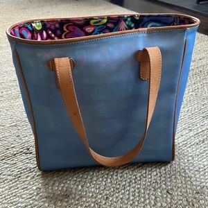 Mi Consuela everyday tote in light blue with leather handles